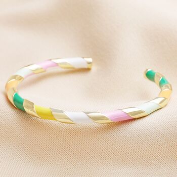 Colourful Enamel Striped Bangle In Gold Plating, 2 of 5