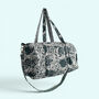 Large Weekend Duffle Bag | Teal Block Print Floral, thumbnail 6 of 7