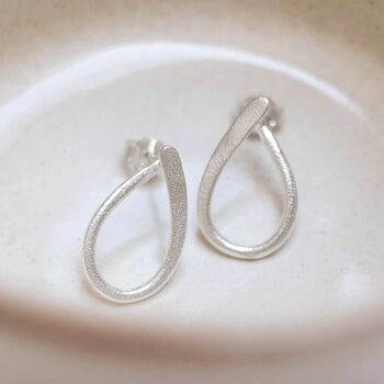 Sterling Silver Ribbon Loop Studs, 2 of 4