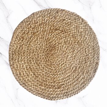 Round Natural Jute Placemats • Set Of Six, 4 of 6