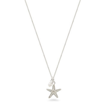 Starfish And Pearl Necklace Sterling Silver, 2 of 6