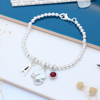Personalised Graduation Cap Silver Bracelet Congratulations Gift, 2 of 10