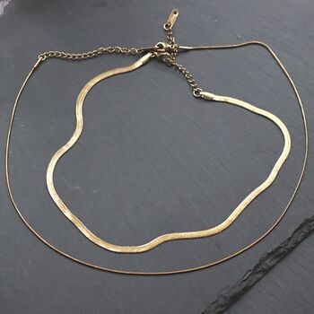 Simple Design Double Layer Snake Chain Choker 18ct, 7 of 7