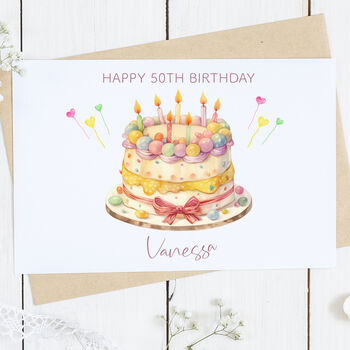 Personalised 50th Birthday Cake Card, 2 of 2