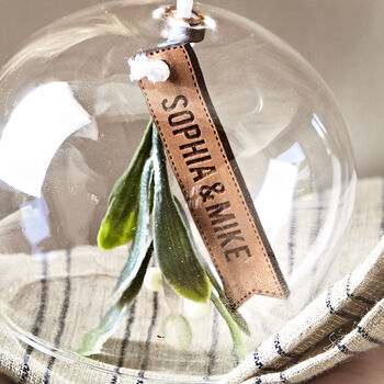 Couples Kiss Under The Mistletoe Personalised Bauble, 2 of 2