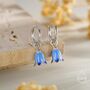 Sterling Silver Enamel Bluebell Flower Huggie Hoop Earrings, thumbnail 1 of 10