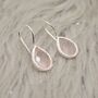 Rose Quartz Teardrop Earrings: Silver Or Gold Dangle Drop, thumbnail 3 of 6