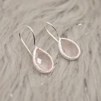 Rose Quartz Teardrop Earrings: Silver Or Gold Dangle Drop, 3 of 6