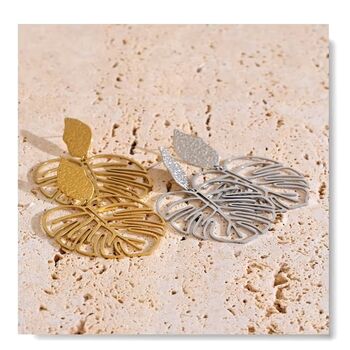 Cannes D’or Gold Chrome Flower V Gala Drop Gift Earrings, 3 of 4