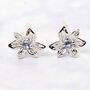 Aquamarine March Daffodil Sterling Silver Stud Earrings, thumbnail 1 of 5