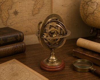 Personalised Bronze Armillary Sphere With Wooden Base, 5 of 11
