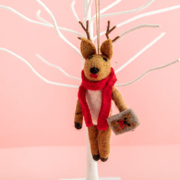Personalised Felt Selfie Reindeer Christmas Decoration, 3 of 9