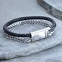 Men's Personalised Black Leather And Chain Bracelet, thumbnail 4 of 7