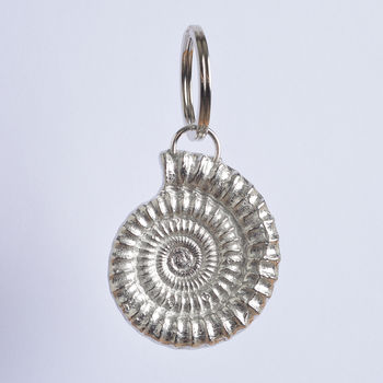 Ammonite Fossil Pewter Keyring, Geology Gifts, 3 of 7