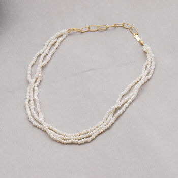 Sterling Silver Multi Strand Freshwater Pearls Necklace, 3 of 6