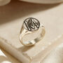 Chunky Floral Engraved Initial Signet Ring, thumbnail 2 of 4