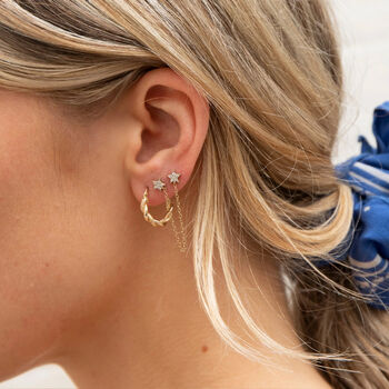 9ct Solid Gold Rope Creole Hoop Earrings, 2 of 4