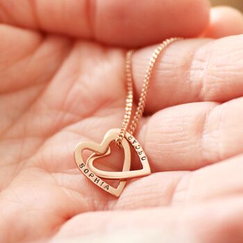 Personalised Rose Gold Plated Silver Hearts Necklace, 5 of 10