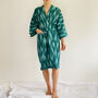 Cotton Wrap Kimono In Green Ikat Weave, thumbnail 1 of 7