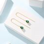 Sterling Silver Emerald Green Droplet Cz Threader Earrings, thumbnail 8 of 12