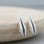 Geometric Earrings. Silver And Black Art Deco Studs, thumbnail 7 of 9