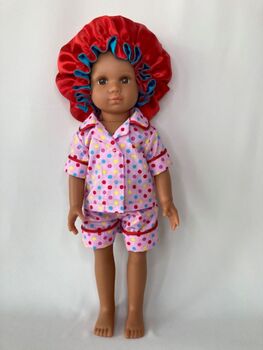 Pink Pyjamas And Bonnet Fits 15' 38cm Mélange Doll, 2 of 3