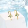 Sterling Silver Manta Ray Fish Drop Hook Earrings With Blue Cz, thumbnail 5 of 12