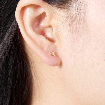 Tiny Cross Stud Earrings, Minimalistic Dainty Studs, 4 of 7