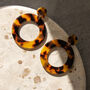 Dark Tortoise Shell Dangle Hoop Earrings, thumbnail 3 of 6