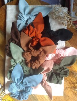 Bunny Bow Linen Scrunchie, 7 of 12