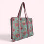Blue And Pink Block Print Floral Quilted Cotton Tote Bag, thumbnail 2 of 5