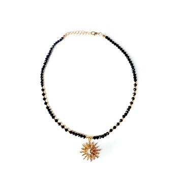 Black Beaded Moon And Star Pendant Necklace, 2 of 2