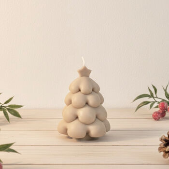 Beige Christmas Tree Candle Festive Decoration, 3 of 10