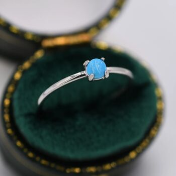 Genuine Turquoise Stone Ring In Sterling Silver, 8 of 11