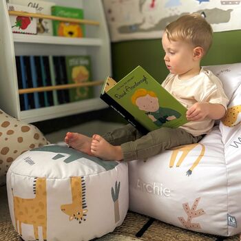 Personalised Kids Pre Filled Safari Beanbag Chair Set, 2 of 6