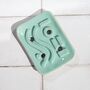 Geometric Mint Ceramic Soap Dish With Drainage, thumbnail 1 of 3