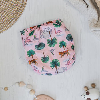 Pink Safari Pattern All In Two Reusable Nappy, 3 of 5