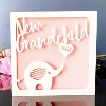 Elephant Personalised New Grandchild Card, 2 of 4