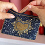 Navy Beaded Heart Pouch Personalised With Gold Initial Charm, thumbnail 2 of 2
