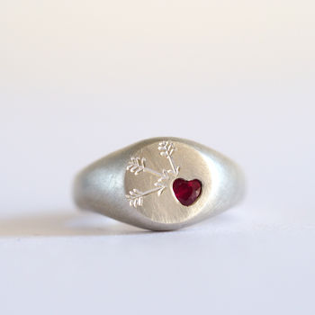 Ruby Heart Signet Ring, 3 of 7