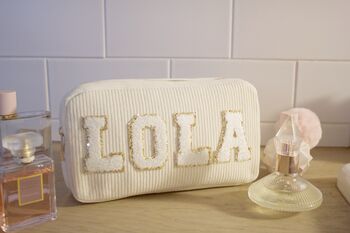Bridesmaid Gift Cosmetic Bags With Glitter Letters, 3 of 9