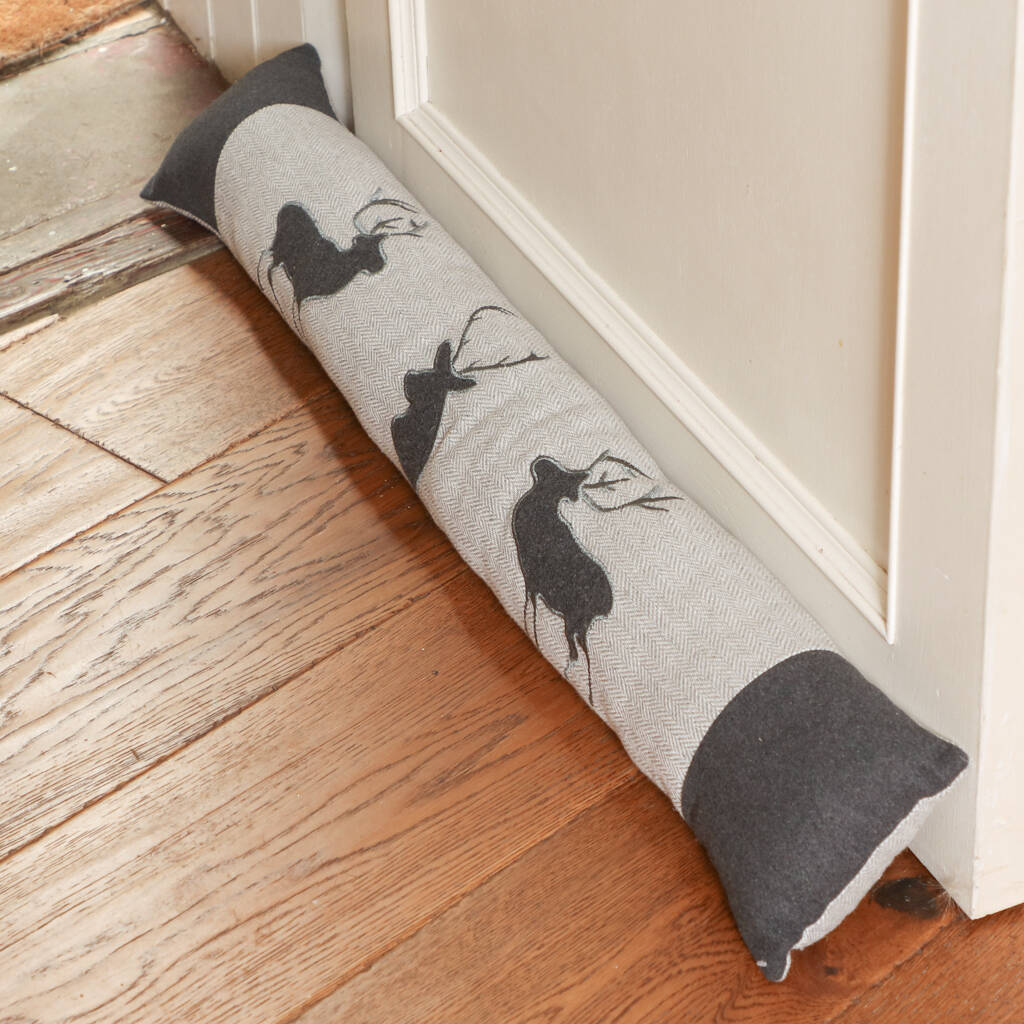 Country Stag Grey Fabric Draught Excluder By Dibor
