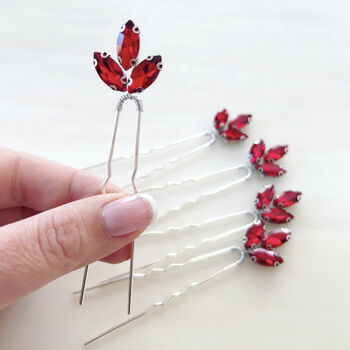 Set Of Five Vibrant Red Hair Pins, 2 of 2