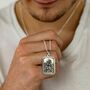 Large Dog Tag St Christopher Silver Necklace, thumbnail 2 of 12