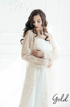 Silver Sequined Kimono | Sparkly Wedding Dress Cover, 7 of 12