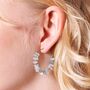 Stainless Steel Blue Crystal Chip Hoop Earrings, thumbnail 2 of 3