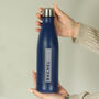 Personalised Rectangle Navy Metal Insulated Drinks Bottle, thumbnail 6 of 6