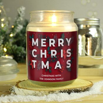 Personalised Large Christmas Day Red Jar Candle, 3 of 3