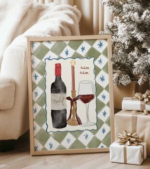 Cin Cin Red Wine Print, 2 of 3