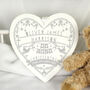 Personalised Christening Grey Papercut Style Wooden Heart, thumbnail 1 of 3